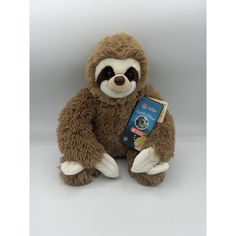 Fahlo Wander Plush Sloth w/ Real Animal Tracking Code & Map – Conservation Toy